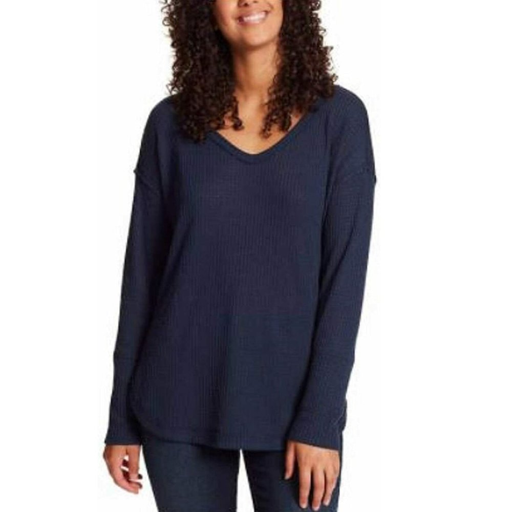 NWT Vintage America Women Thermal Knit Top Long Sleeve XXL Color Navy $50 C788